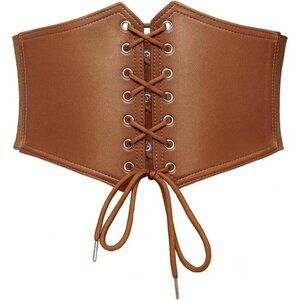 Brown Lace-Up Corset Belt